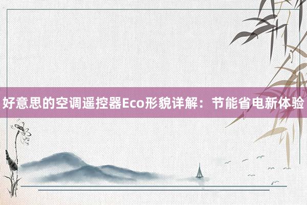 好意思的空调遥控器Eco形貌详解：节能省电新体验