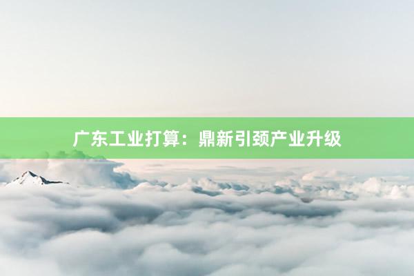 广东工业打算：鼎新引颈产业升级